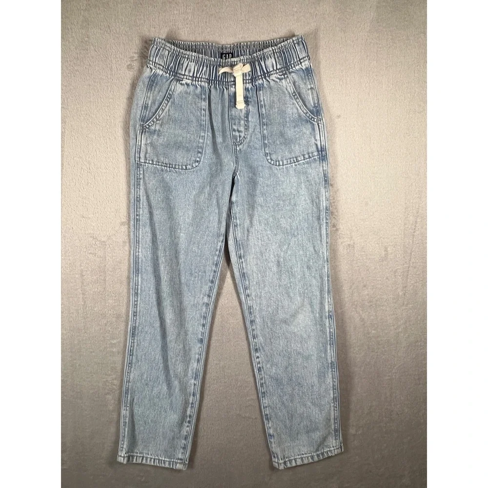 Gap Kids Easy Pull-On Jeans Light Wash Wide Leg Denim Elastic Waist XL 12